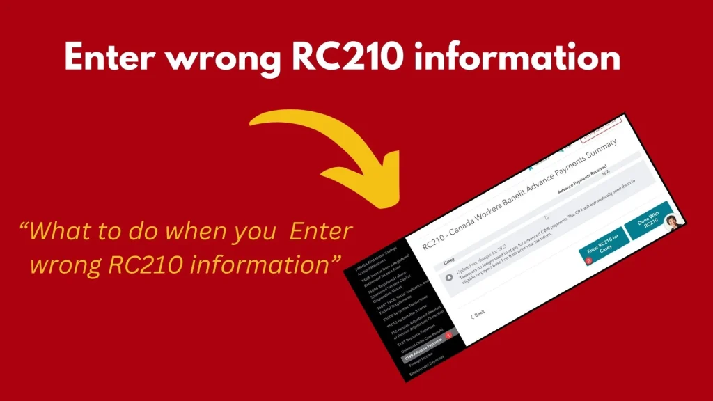 Enter wrong RC210 information